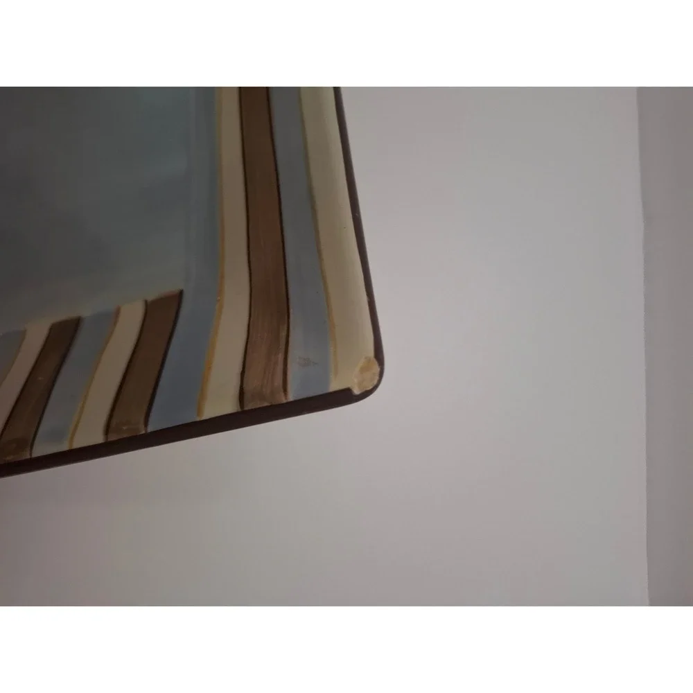 Roscher & Co Balcony Brown Square Plate Blue Tan Stripe